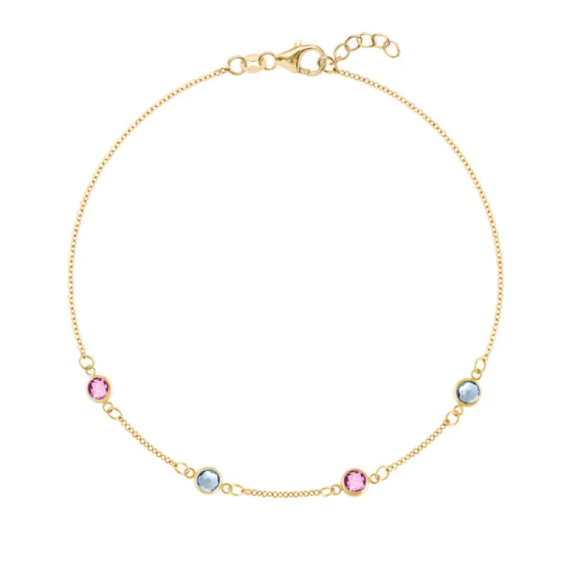 Personalized Classic 4 Birthstone Bracelet in 14k Gold sold by Haverhill