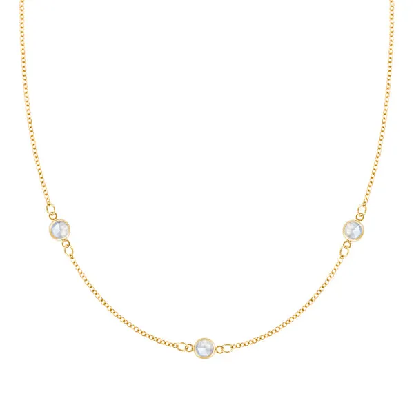Personalized Classic 3 Birthstone Necklace in 14k Gold sold by Haverhill