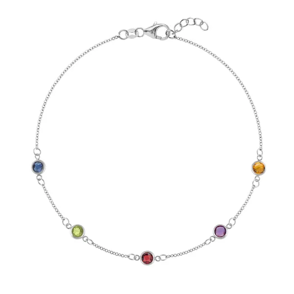 Personalized Classic 5 Birthstone Bracelet in 14k Gold sold by Haverhill