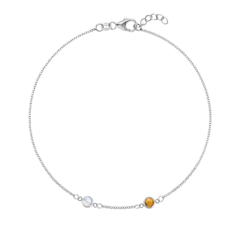 Personalized Classic 2 Birthstone Bracelet in 14k Gold sold by Haverhill