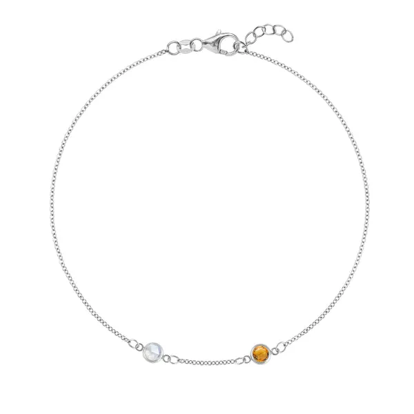 Personalized Classic 2 Birthstone Bracelet in 14k Gold sold by Haverhill