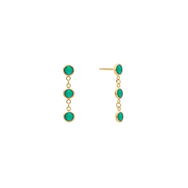 Personalized Classic 3 Birthstone Earrings in 14k Gold sold by Haverhill