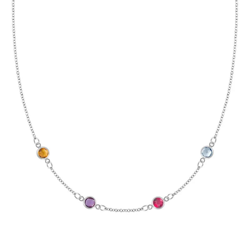 Personalized Classic 4 Birthstone Necklace in 14k Gold sold by Haverhill
