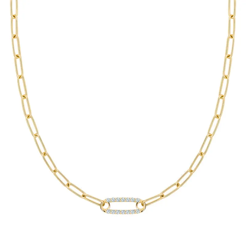Personalized Adelaide 1 Pavé Birthstone Link Necklace in 14k Gold sold by Haverhill