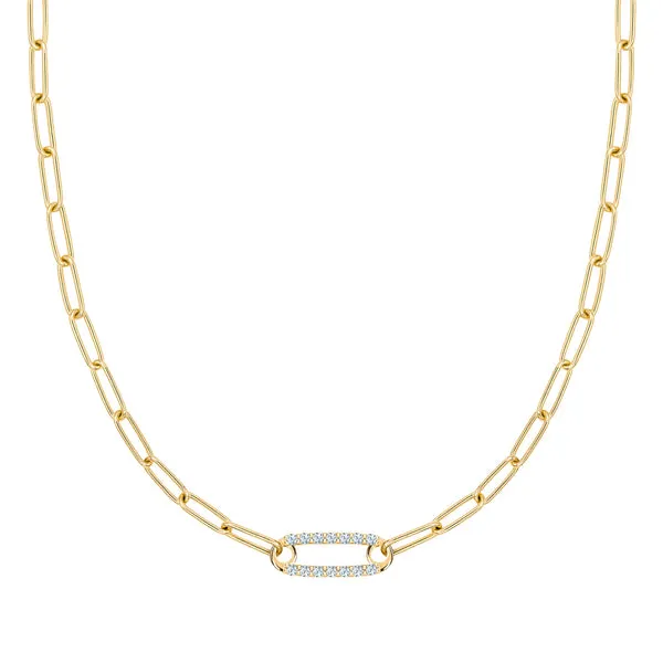 Personalized Adelaide 1 Pavé Birthstone Link Necklace in 14k Gold sold by Haverhill
