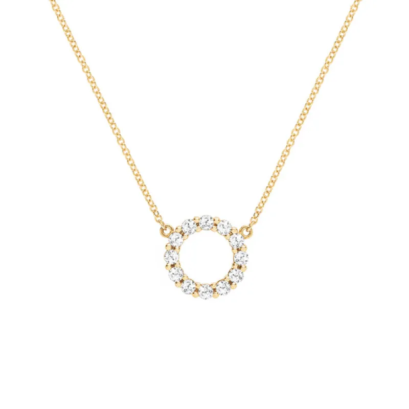 Personalized Rosecliff Small Circle Birthstone Necklace in 14k Gold sold by Haverhill