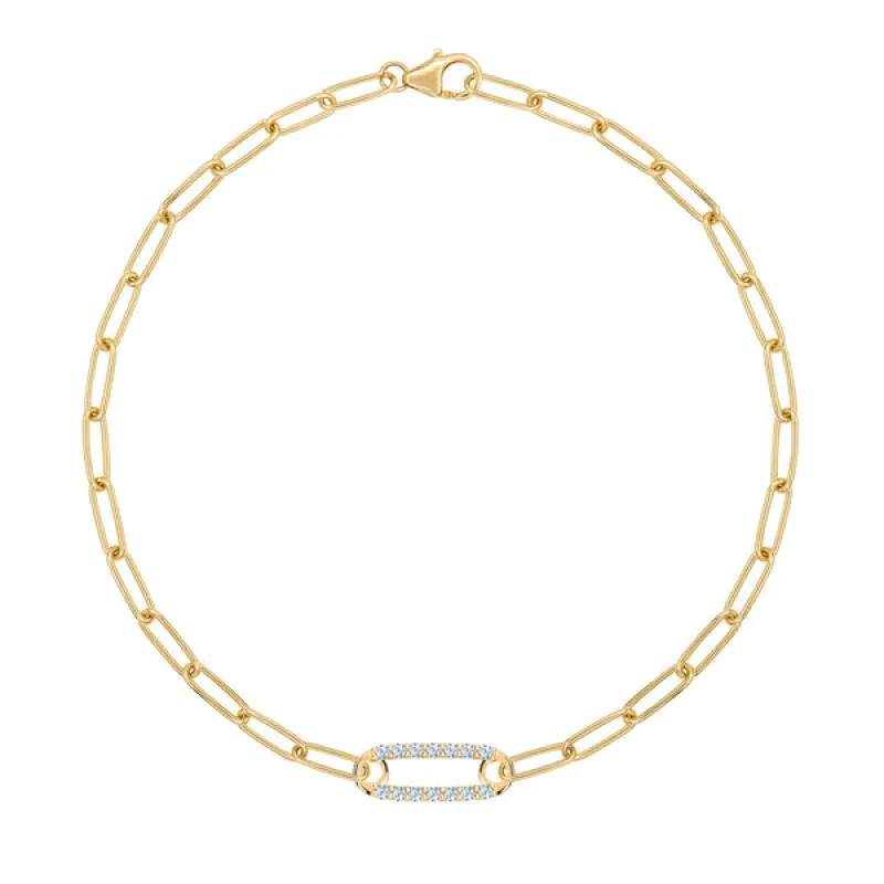 Personalized Adelaide 1 Pavé Birthstone Link Bracelet in 14k Gold sold by Haverhill