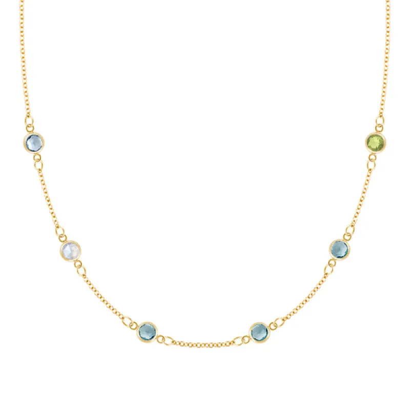 Personalized Classic 6 Birthstone Necklace in 14k Gold sold by Haverhill