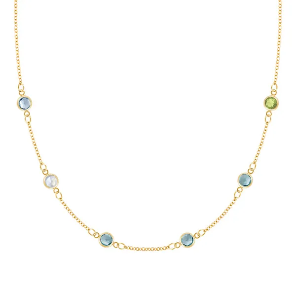Personalized Classic 6 Birthstone Necklace in 14k Gold sold by Haverhill