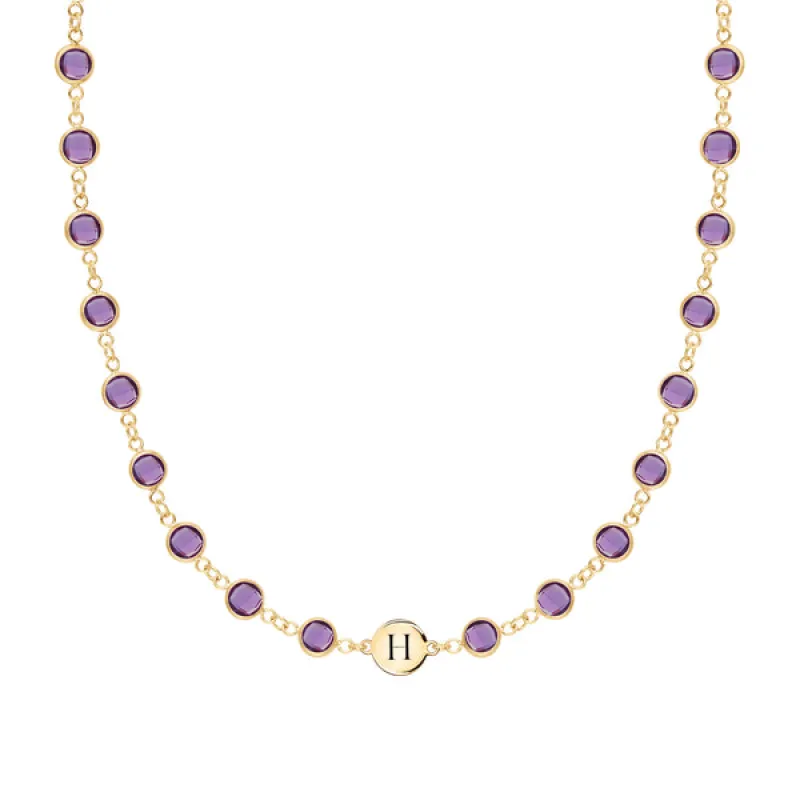 Personalized Newport 1 Letter Birthstone Necklace in 14k Gold sold by Haverhill