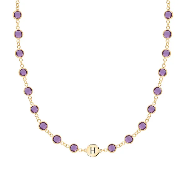 Personalized Newport 1 Letter Birthstone Necklace in 14k Gold sold by Haverhill