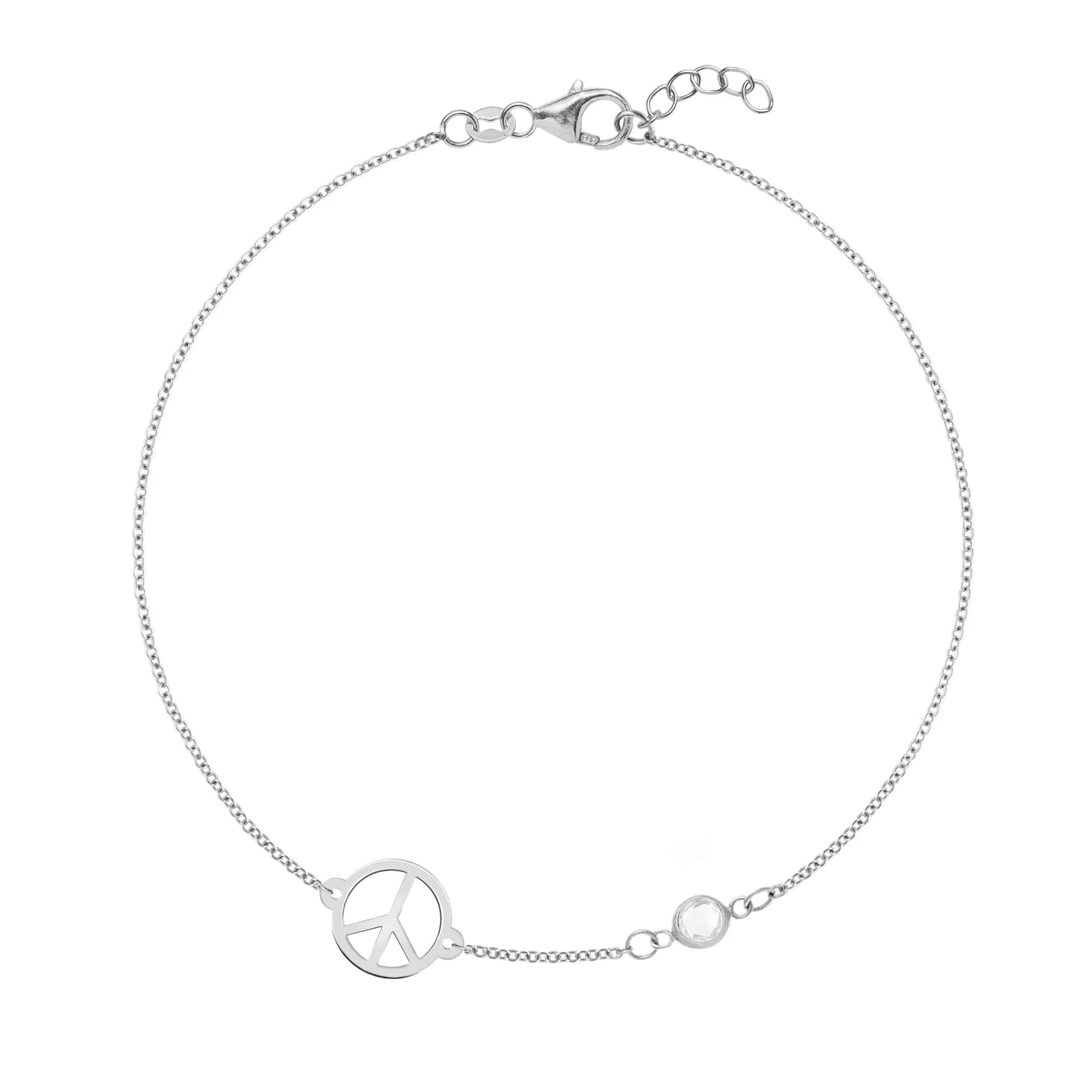 Personalized Peace Sign & 1 Birthstone Bracelet in 14k Gold sold by Haverhill product image thumbnail 4