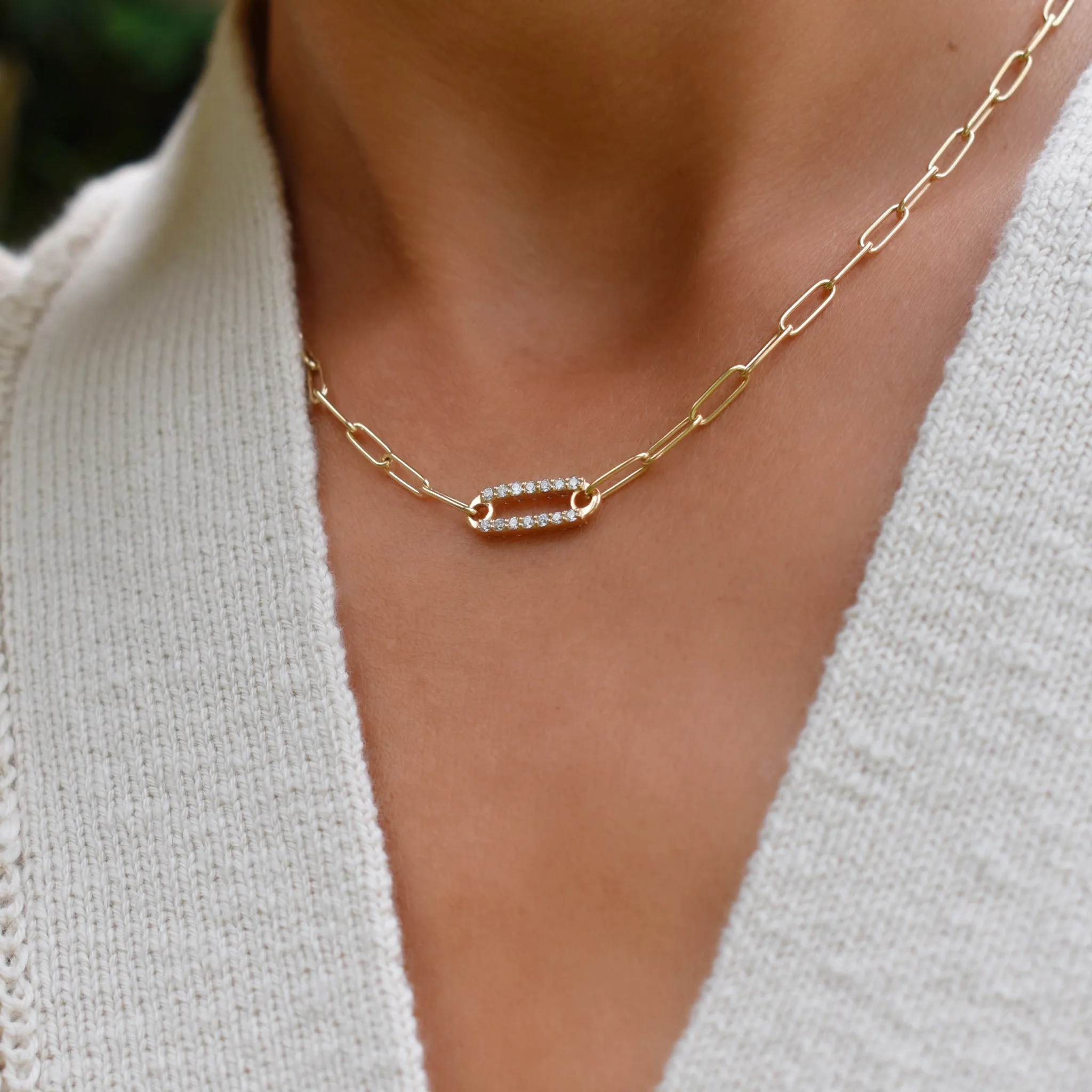Personalized Adelaide 1 Pavé Birthstone Link Necklace in 14k Gold sold by Haverhill product image thumbnail 3