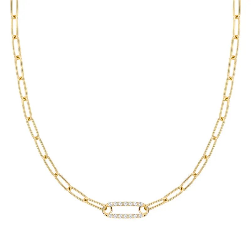 Personalized Adelaide 1 Pavé Birthstone Link Necklace in 14k Gold sold by Haverhill