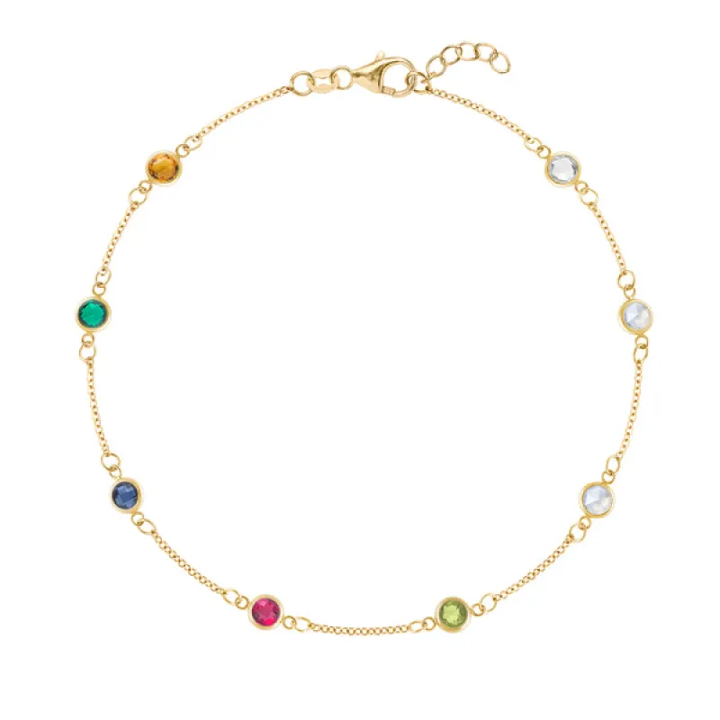 Personalized Classic 8 Birthstone Bracelet in 14k Gold sold by Haverhill
