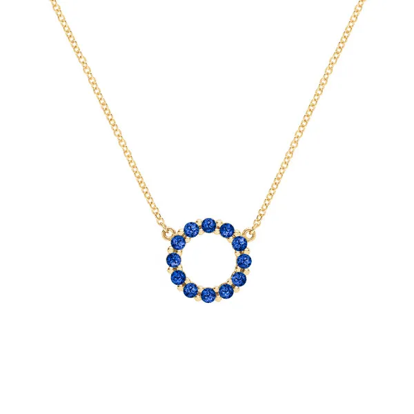 Personalized Rosecliff Small Circle Birthstone Necklace in 14k Gold sold by Haverhill