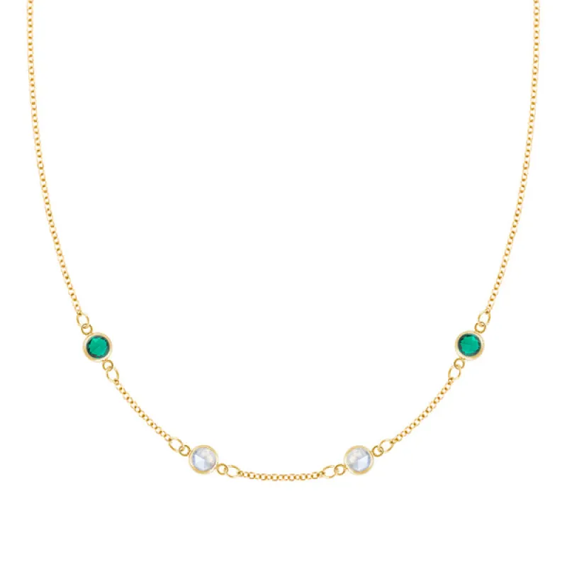 Personalized Classic 4 Birthstone Necklace in 14k Gold sold by Haverhill