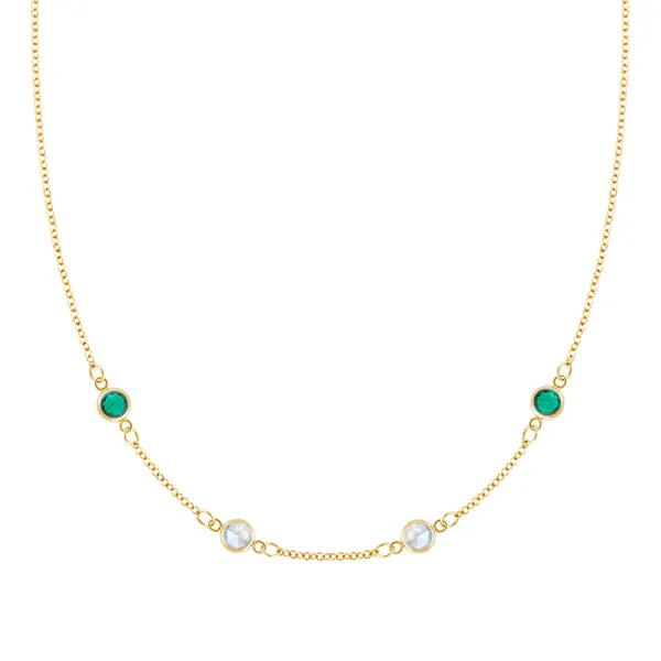 Personalized Classic 4 Birthstone Necklace in 14k Gold sold by Haverhill