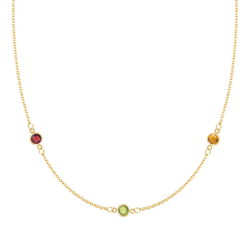 Personalized Classic 3 Birthstone Necklace in 14k Gold sold by Haverhill