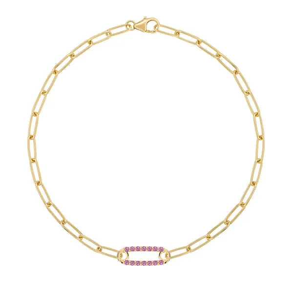 Personalized Adelaide 1 Pavé Birthstone Link Bracelet in 14k Gold sold by Haverhill