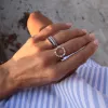 Personalized Rosecliff Circle Birthstone Ring in 14k Gold sold by Haverhill