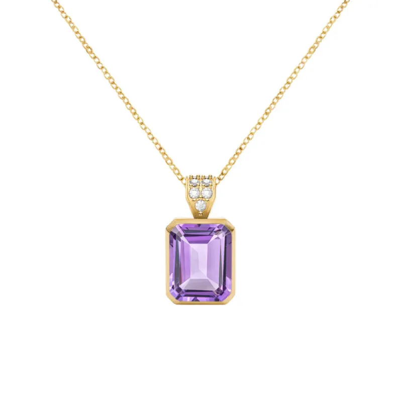 Personalized Warren Birthstone Pendant with Diamond Bale in 14k Gold sold by Haverhill