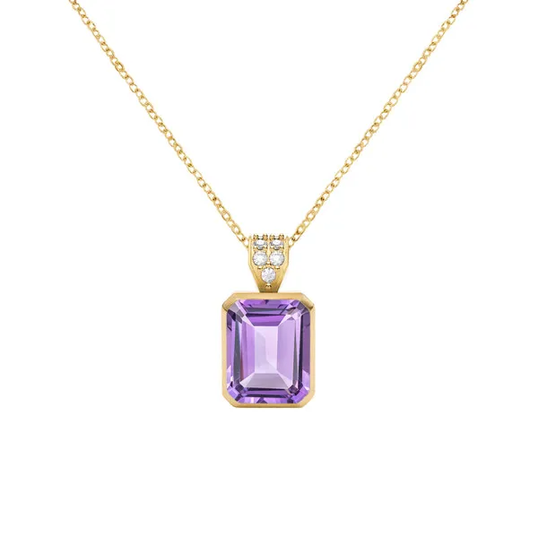 Personalized Warren Birthstone Pendant with Diamond Bale in 14k Gold sold by Haverhill
