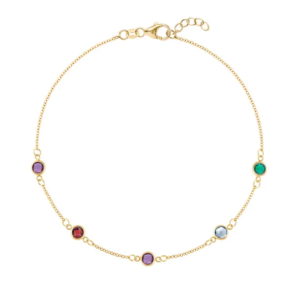 Personalized Classic 5 Birthstone Bracelet in 14k Gold sold by Haverhill