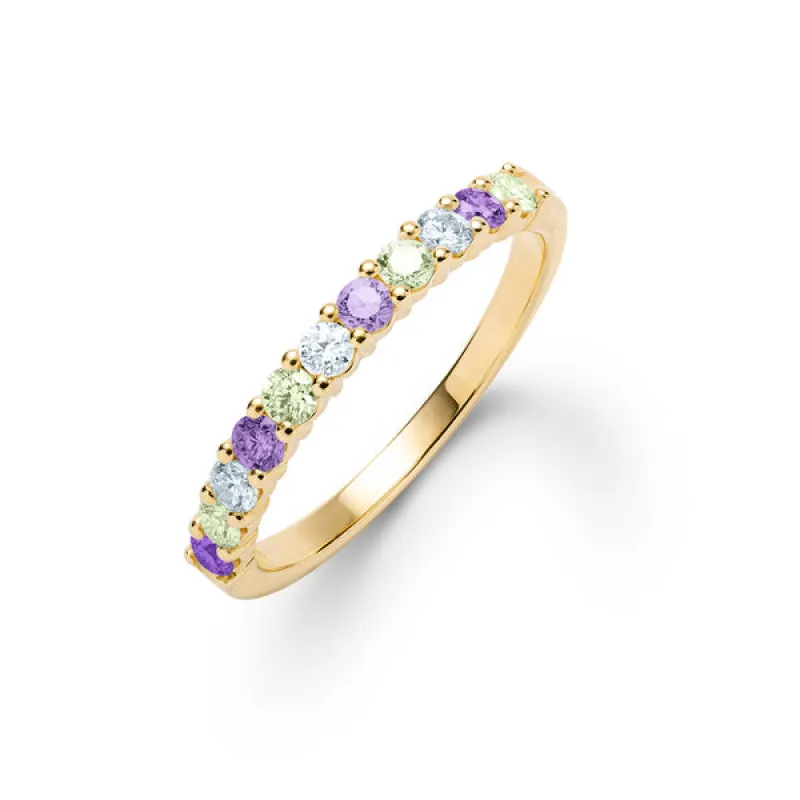 Personalized Rosecliff Birthstone Stackable Ring in 14k Gold sold by Haverhill