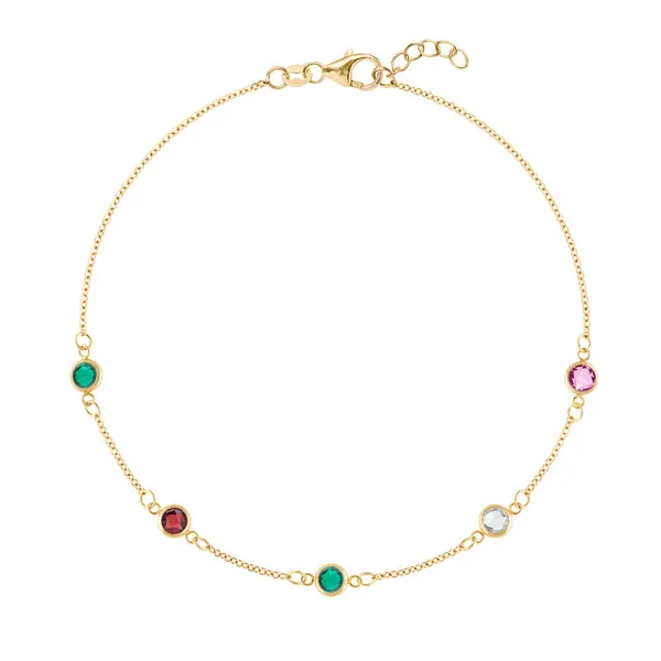 Personalized Classic 5 Birthstone Bracelet in 14k Gold sold by Haverhill