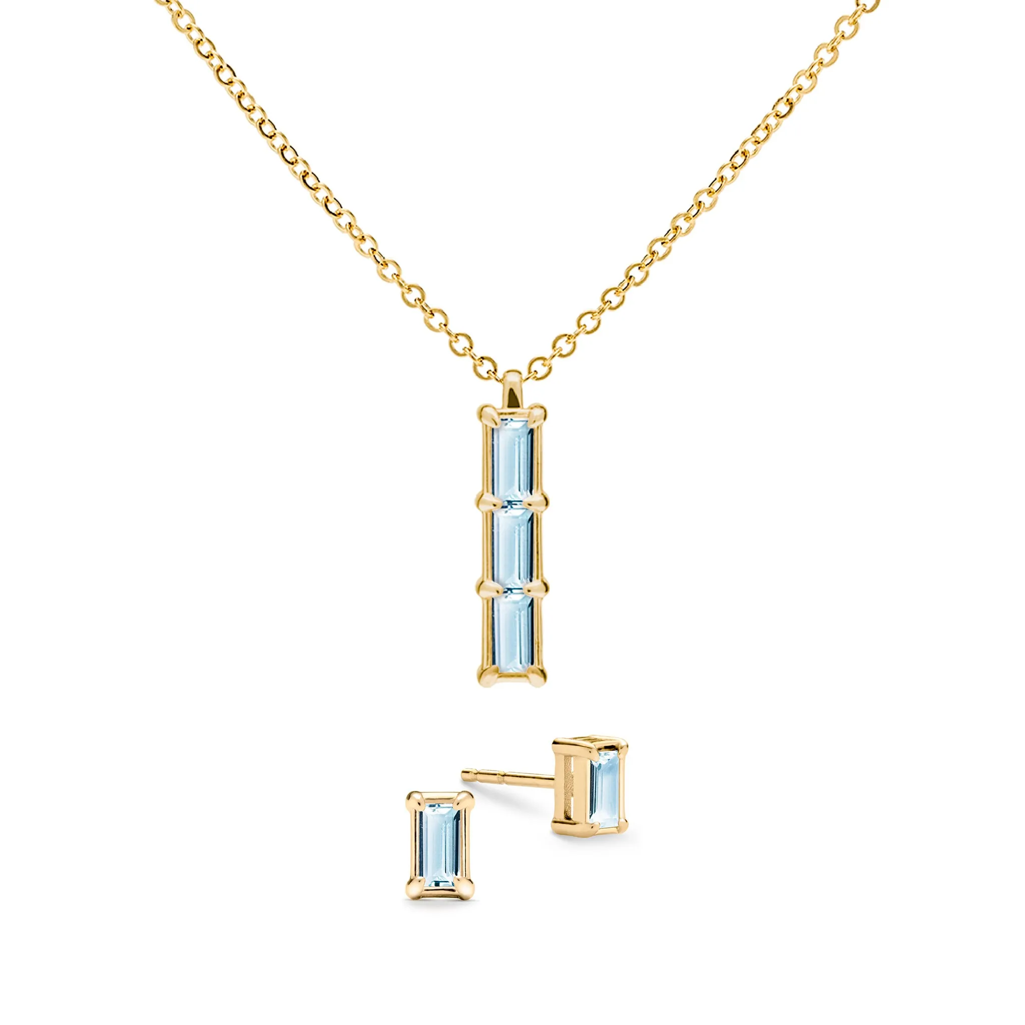 Providence 3 Nantucket Blue Topaz Pendant and Stud Earrings Set in 14k Gold (December) sold by Haverhill