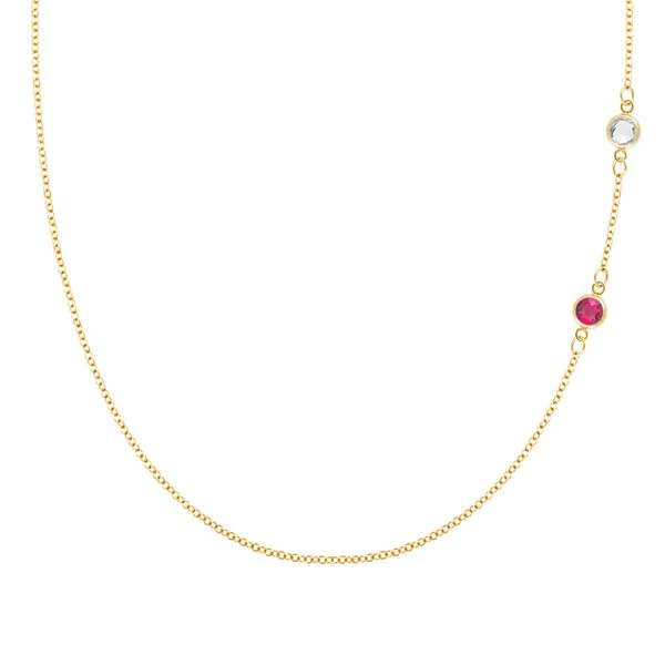 Personalized Classic 2 Birthstone Necklace in 14k Gold sold by Haverhill
