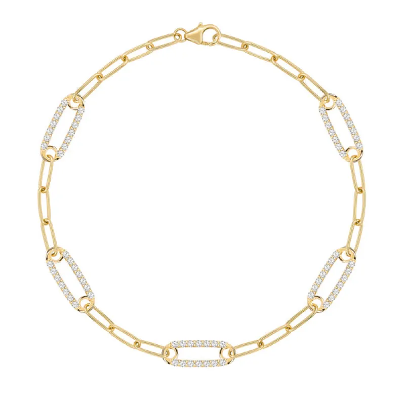 Personalized Adelaide 5 Pavé Birthstone Link Bracelet in 14k Gold sold by Haverhill