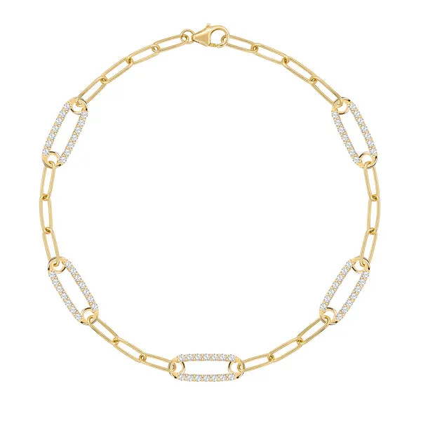 Personalized Adelaide 5 Pavé Birthstone Link Bracelet in 14k Gold sold by Haverhill