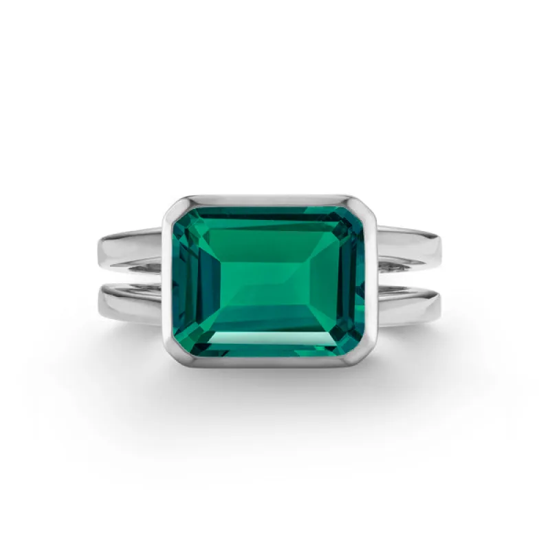 Personalized Warren Horizontal Birthstone Ring in 14k Gold sold by Haverhill