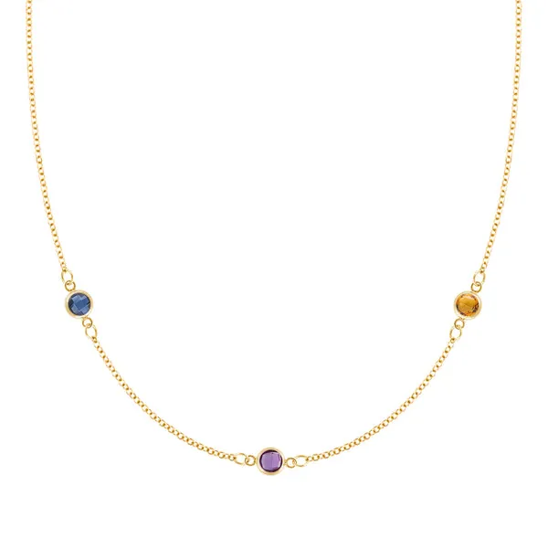 Personalized Classic 3 Birthstone Necklace in 14k Gold sold by Haverhill