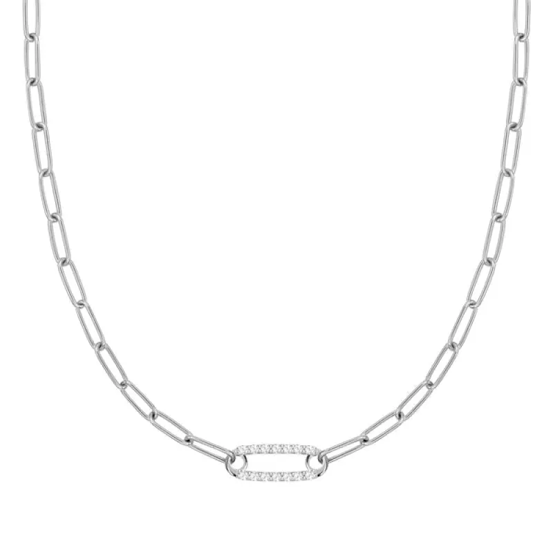 Personalized Adelaide 1 Pavé Birthstone Link Necklace in 14k Gold sold by Haverhill