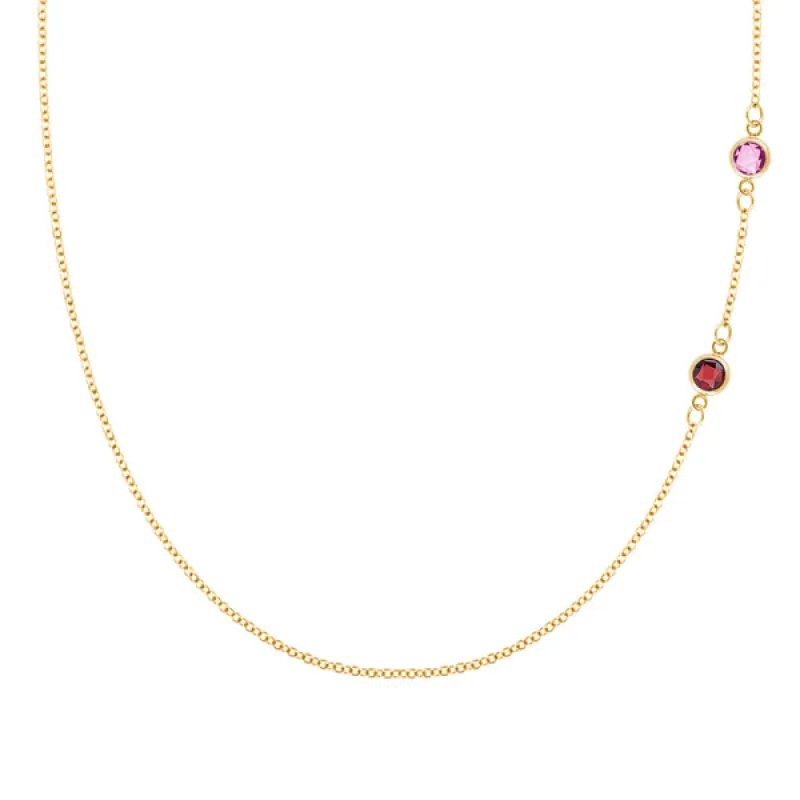 Personalized Classic 2 Birthstone Necklace in 14k Gold sold by Haverhill