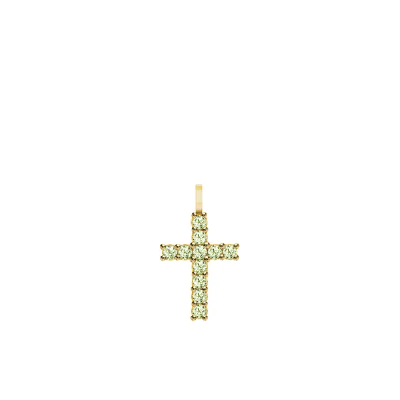 Rosecliff Cross Peridot Pendant in 14k Gold (August) sold by Haverhill