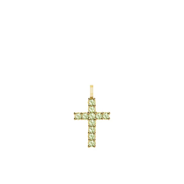 Rosecliff Cross Peridot Pendant in 14k Gold (August) sold by Haverhill