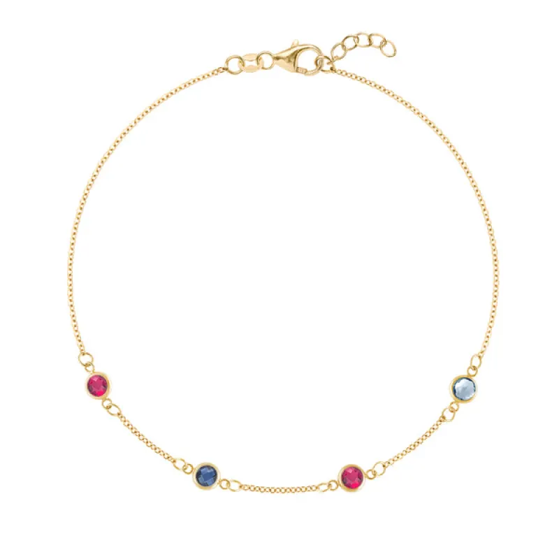 Personalized Classic 4 Birthstone Bracelet in 14k Gold sold by Haverhill