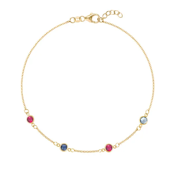 Personalized Classic 4 Birthstone Bracelet in 14k Gold sold by Haverhill