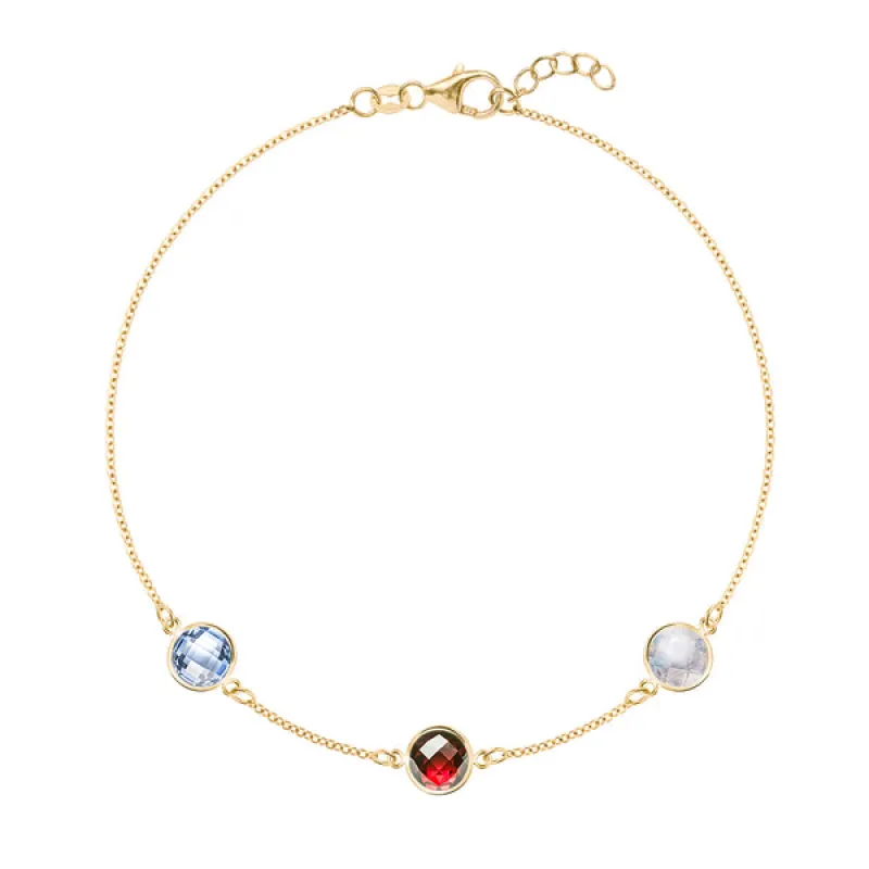 Personalized Grand 3 Birthstone Bracelet in 14k Gold sold by Haverhill