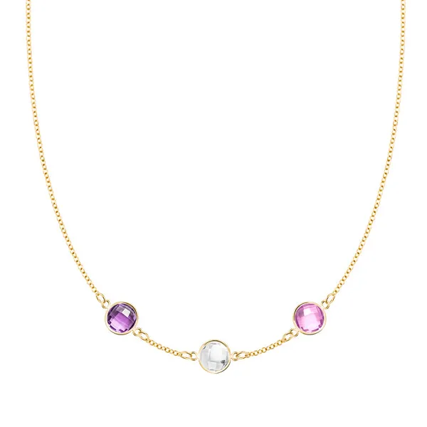 Personalized Grand 3 Birthstone Necklace in 14k Gold sold by Haverhill