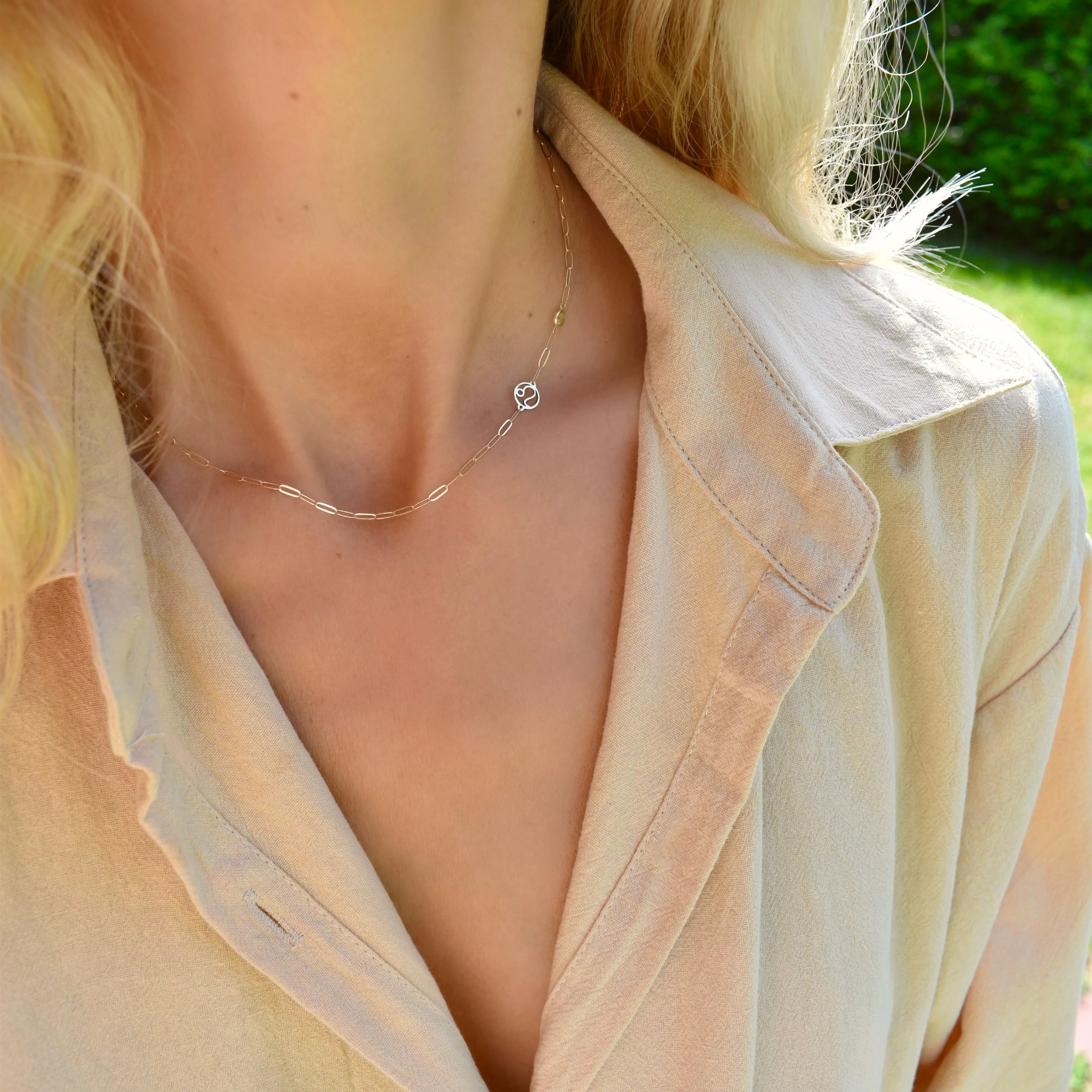 Personalized Leo & Birthstone Necklace on Adelaide Mini in 14k Gold sold by Haverhill product image thumbnail 2