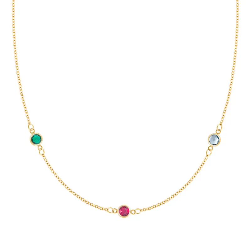 Personalized Classic 3 Birthstone Necklace in 14k Gold made by Haverhill