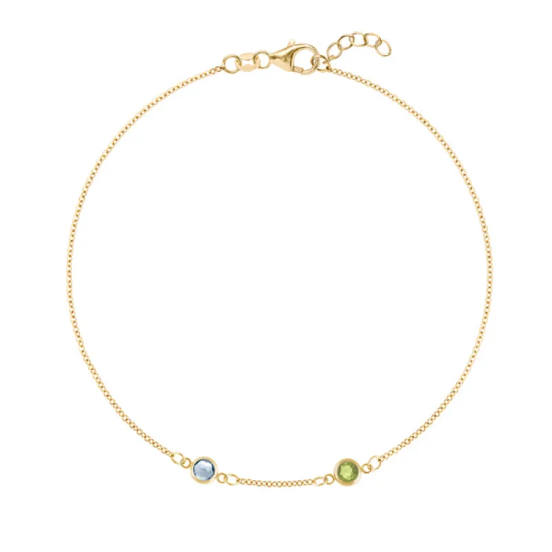 Personalized Classic 2 Birthstone Bracelet in 14k Gold sold by Haverhill