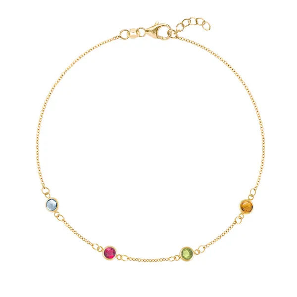 Personalized Classic 4 Birthstone Bracelet in 14k Gold sold by Haverhill