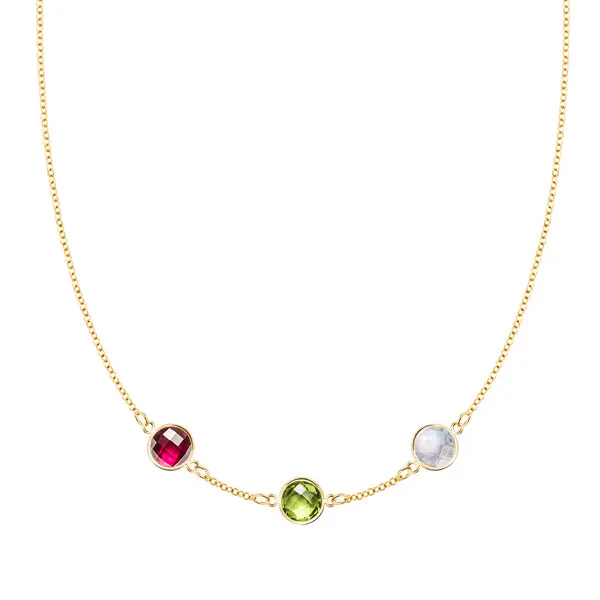Personalized Grand 3 Birthstone Necklace in 14k Gold sold by Haverhill