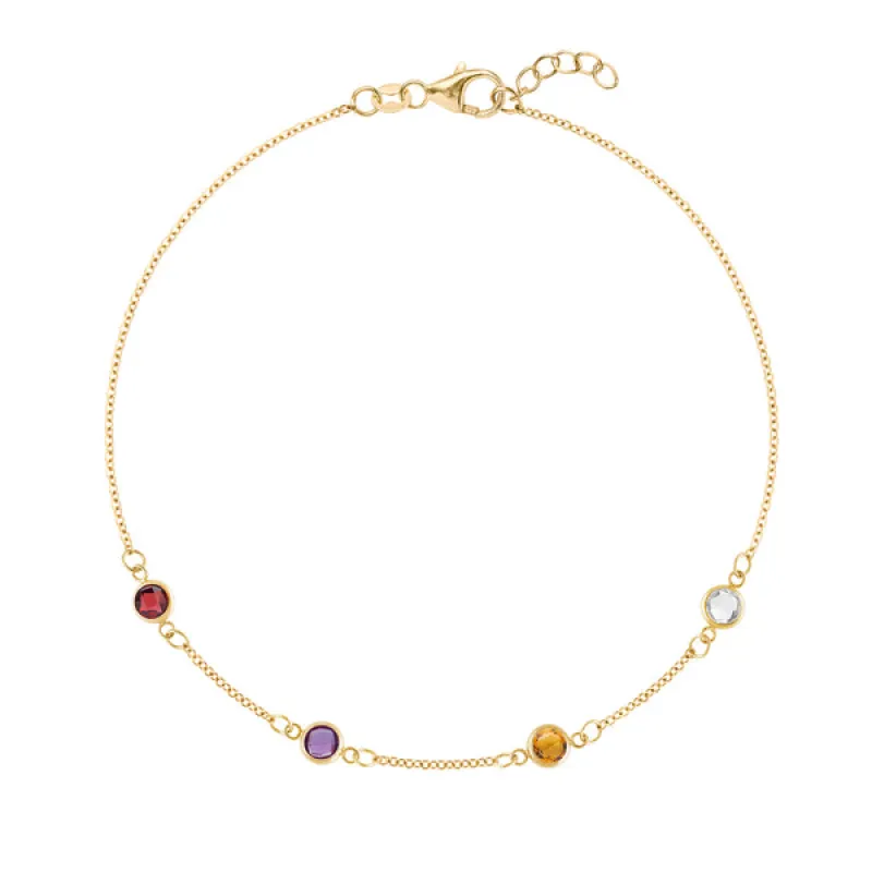 Personalized Classic 4 Birthstone Bracelet in 14k Gold sold by Haverhill